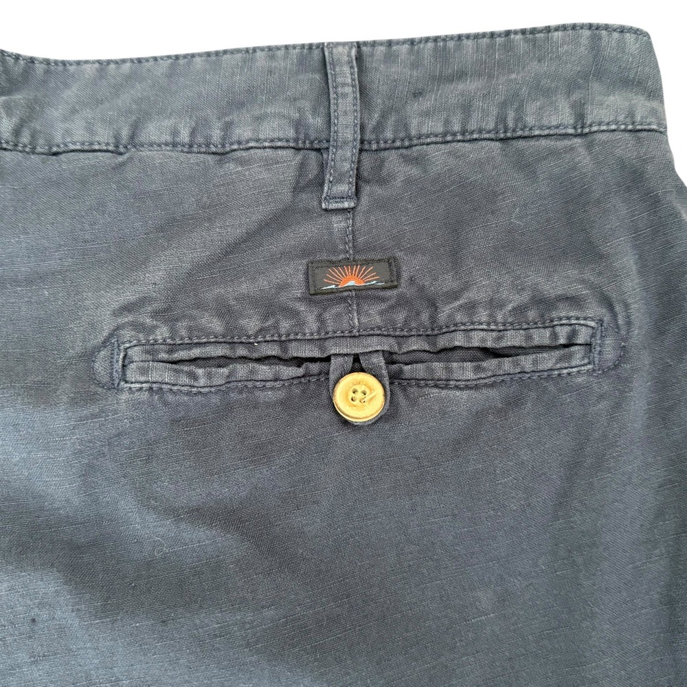 Faherty Men's Shorts Blue Linen Chino Flat Front Size 35 Coastal Nautical Beach - Picture 4 of 9